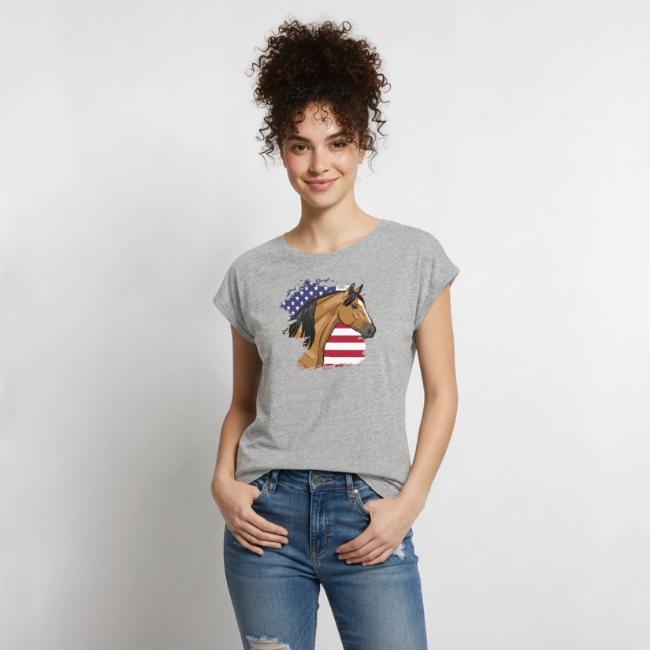 La t�te d'un cheval et le drapeaux des �tats Unis