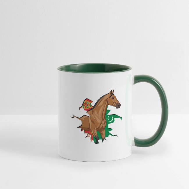 Le cheval Akhal T�k� et le drapeau du Turkm�nistan