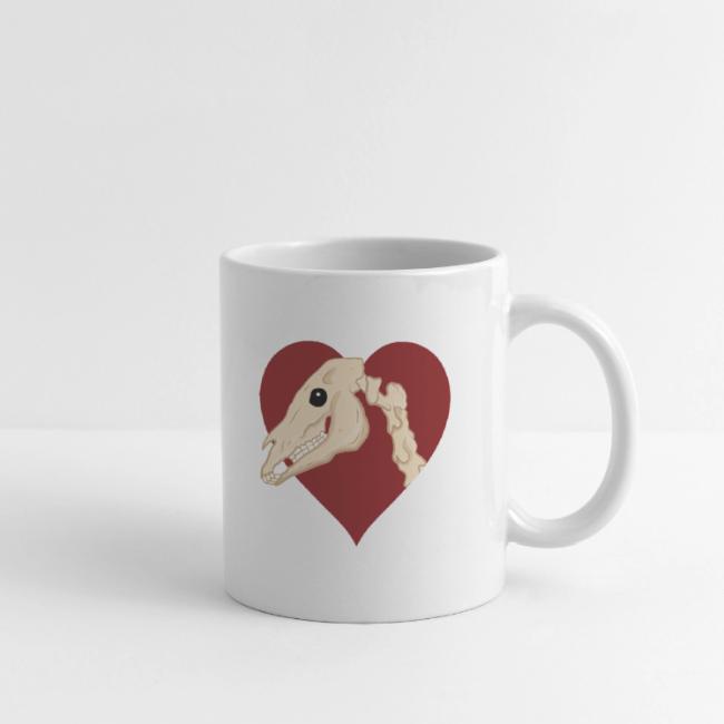 Le squelette de la t�te d'un cheval et un coeur