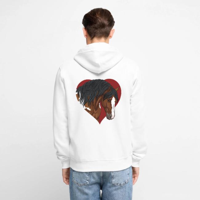 La t�te d'un cheval pie et un coeur rouge
