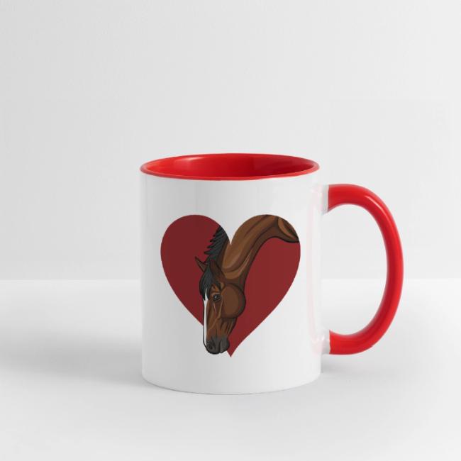 La t�te d'un cheval qui mange et un coeur rouge