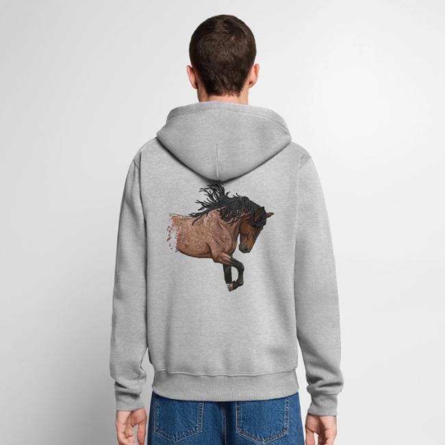 Un cheval Barbe Espagnol avec une robe rouanne