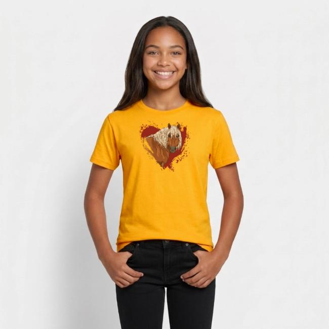 Le cheval Comtois et un coeur rouge